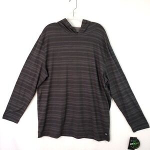 PGA Tour Men Size S Gray Eco Focused Hoodie Stretch Striped Long Sleeve Pullover